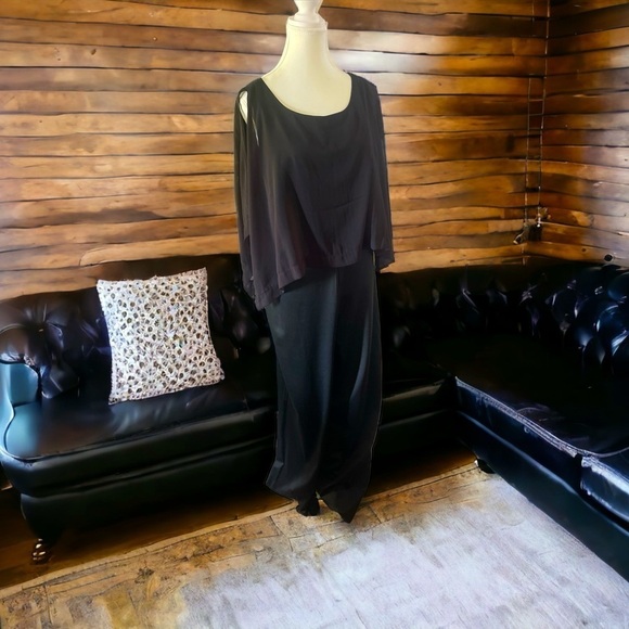 Unbranded Pants - Unbranded Black Pantsuit with sheer overlay, size XL
